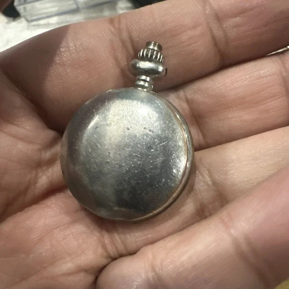 Works Vintage MULLINGAR PEWTER  Silver Tone Quartz Mini Pocket Watch 27mm Runs